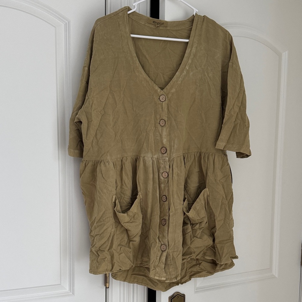 Rip Curl Khaki Button-Down Dress